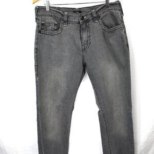 True Religion Gray Wash Rocco Relaxed Skinny Jeans Pants Men's Size 36 Grunge